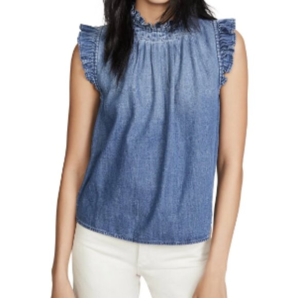 Mazik Blue Flutter Sleeve Blouse with Ruffled and Smocked Details size M - Picture 1 of 8